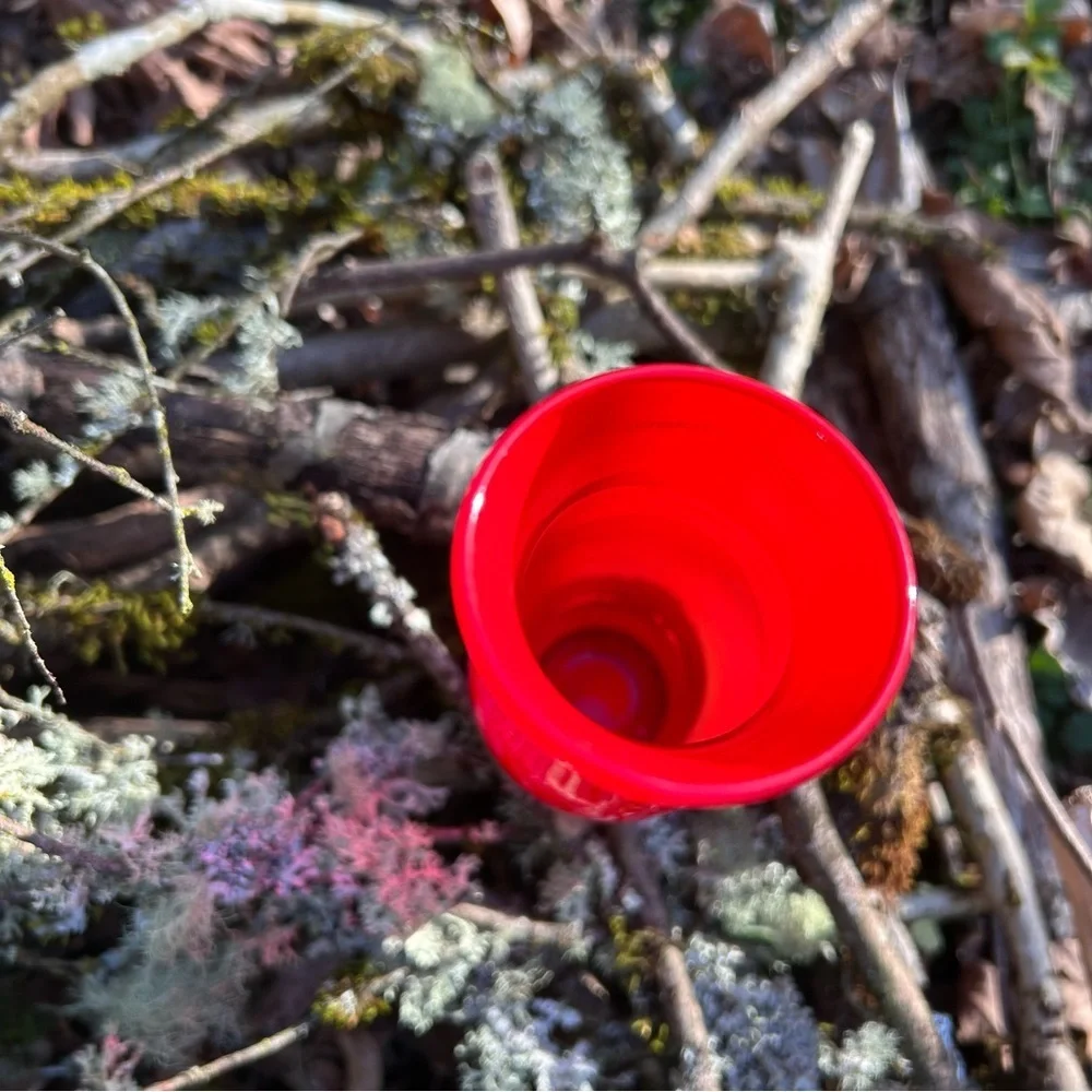 Slender Red Glass Vase Made in Poland 10" inch Tall Translucent Glass Drop Rim - Picture 3 of 8